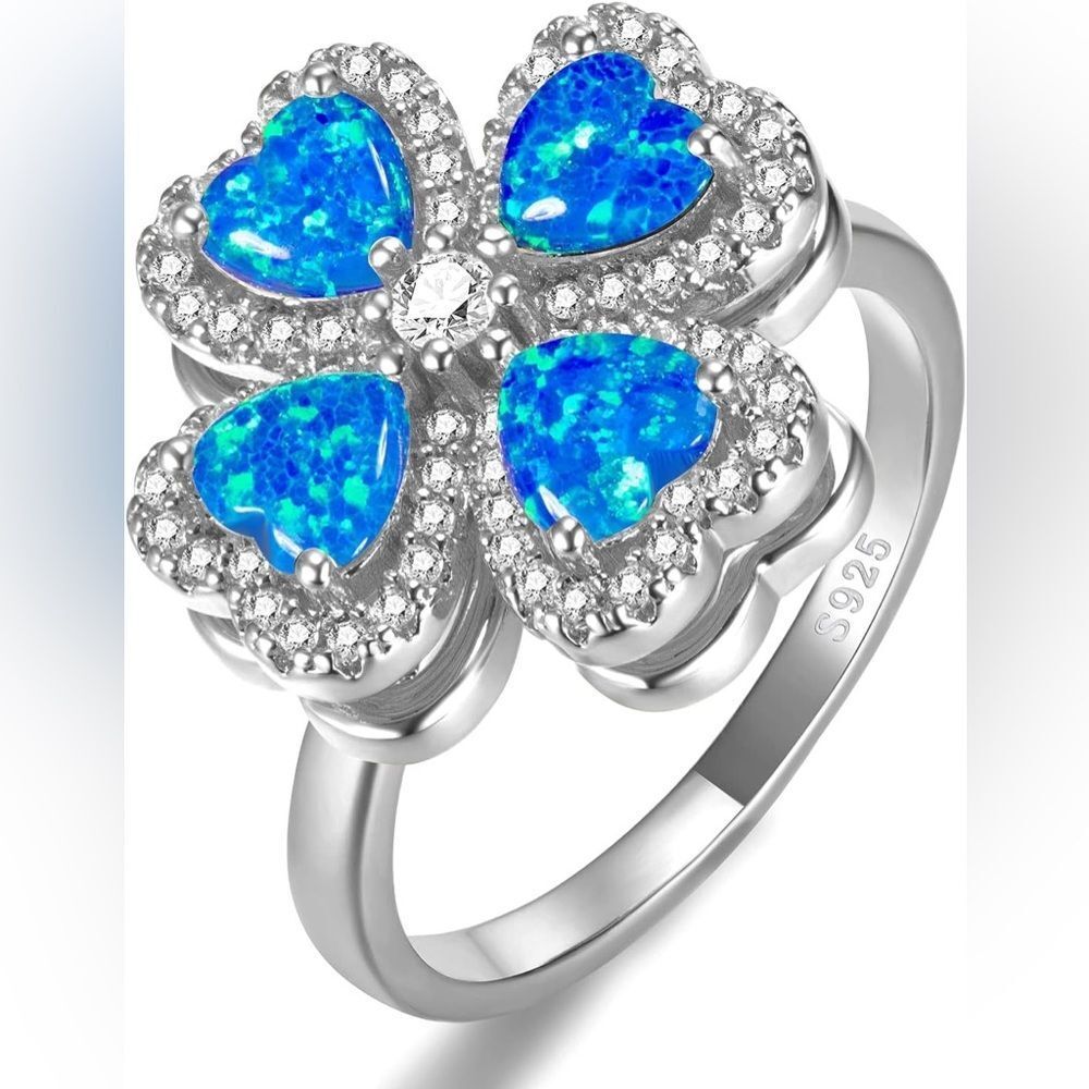 NEW Weinuo Silver and Blue Women's Anxiety Spinner Ring Size 9